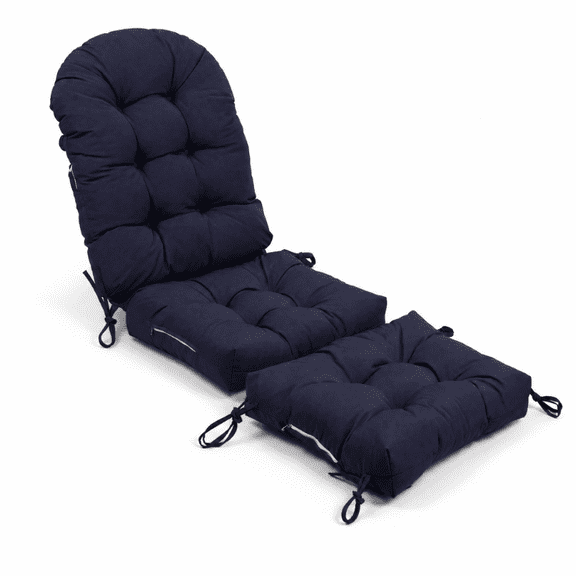 Set of 2 Dark Blue 44×19×4 Inch Tufted Adirondack Chair Cushions, UV Waterproof Fade Resistant High Back Pads, Non-Slip Ties & Elastic Back for Indoor Outdoor Patio