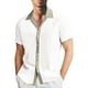 thumbnail image 5 of Camisas Vaqueras Para Hombre Manga Corta Camisa de manga corta con botón de solapa a juego para hombre (Green, XXL), 5 of 6