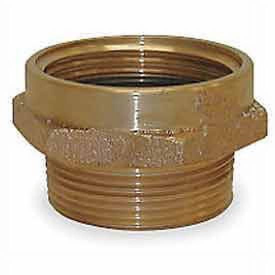 Moon American 357-1521561, Fire Hose Female/Male Hose Nipple, 1-1/2" FNH X 1-1/2" MNPT, Brass