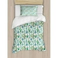 thumbnail image 3 of Ambesonne Cactus Hand Painted Exotic Plant Collection Saguaro Prickly Pear Succulents Spines Duvet Cover Set, 3 of 3