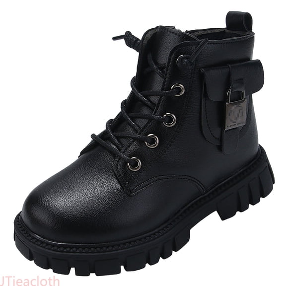 JTieacloth Girls Versatile Fashion Short Boots Winter New Children Simple Water Proof Warm Durable Ankle Boots,Boots for School Casual Black
