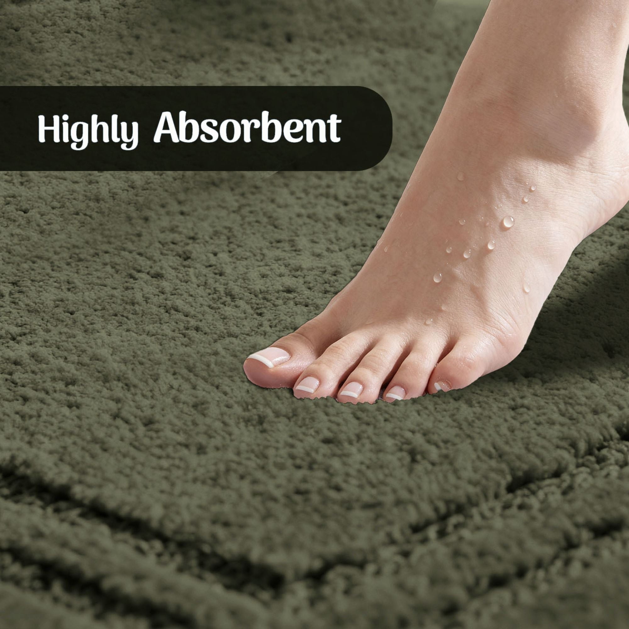 Superior Solid Bordered Cotton Washable Non-Slip Bath Rug, Runner Size, Forest Green