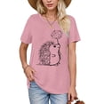 thumbnail image 2 of NAMTYQX Summer Shirts for Women Airoft Mit Print Light Short Sleeve Baggy Patterns Crewneck Fashion Oversize Spring Tops for Women 2025 Pink Size 2XL, 2 of 4