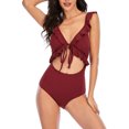 thumbnail image 4 of LYXSSBYX Swimsuits for Women Two Piece Women Bandage Sexy Solid Ruffles One-Piece Bikini Push-Up Pad Swimwear Swimsuit Beachwear, 4 of 7