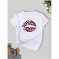 thumbnail image 2 of Lips Printed Round Neck T-shirt, Spring And Summer Casual Short Sleeve Tops For Women, 2 of 8