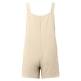 thumbnail image 5 of Gpoecd Combinaisons Courtes d'Été Décontractées et Tendance pour Femmes, Chic, Sans Manches, avec Boutons devant et Shorts, Salopette à Bretelles, Combinaison pour Femmes Beige, TG, 5 of 5