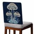 thumbnail image 2 of Wild Plants Chair Covers Set of 8 Mushroom Leaves Navy Blue Chair Back Covers Stretch Removable Washable Slipcovers Protector for Dining Room Kitchen Party Decor, 2 of 5