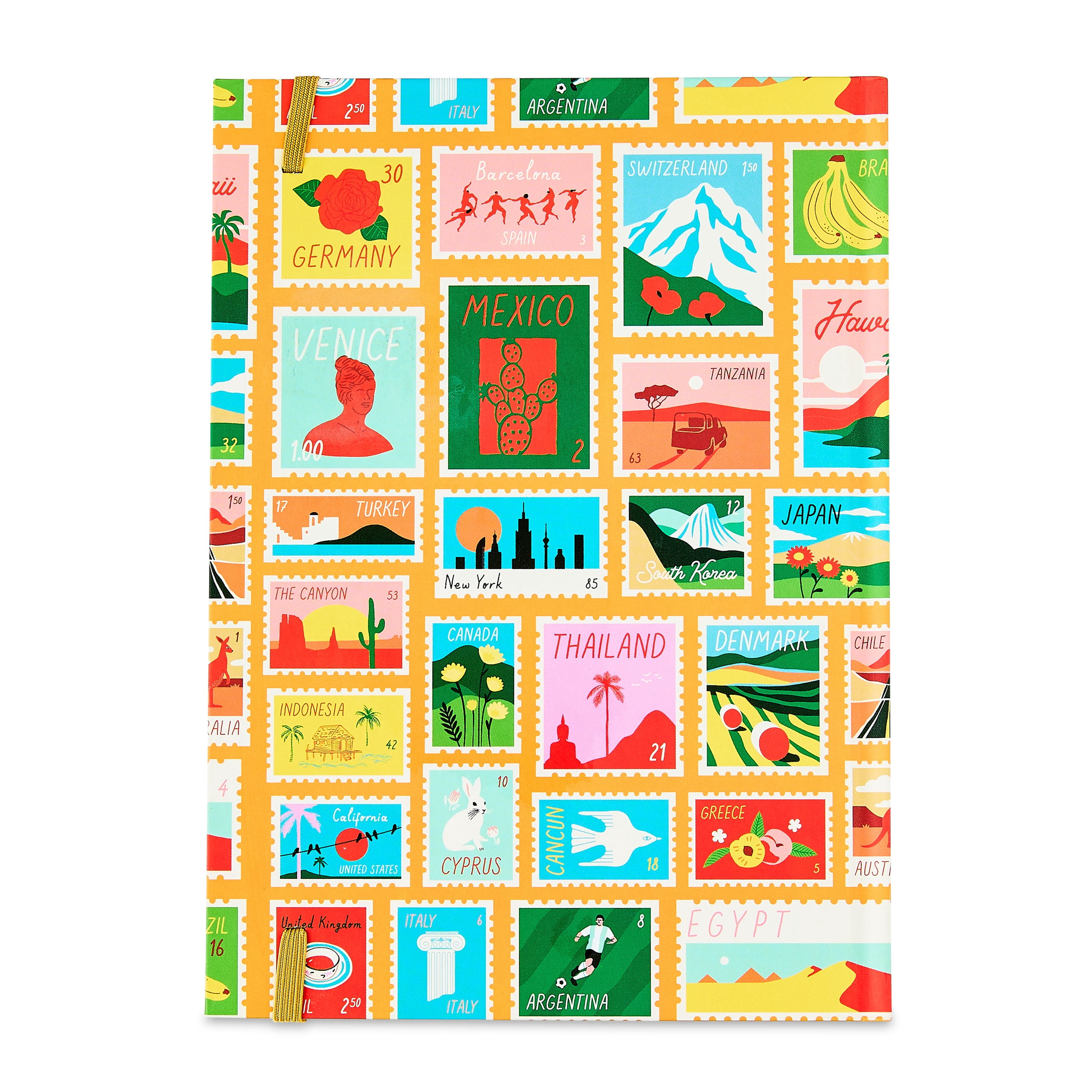 Pen+Gear Hard Cover Fashion Journal, Postage Stamps, 8.5" x 6", 200 Ruled Pages