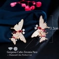 thumbnail image 5 of Classy Red Cubic Zirconia Double Butterfly Drop Earring for Women Fine Jewellery, 5 of 9