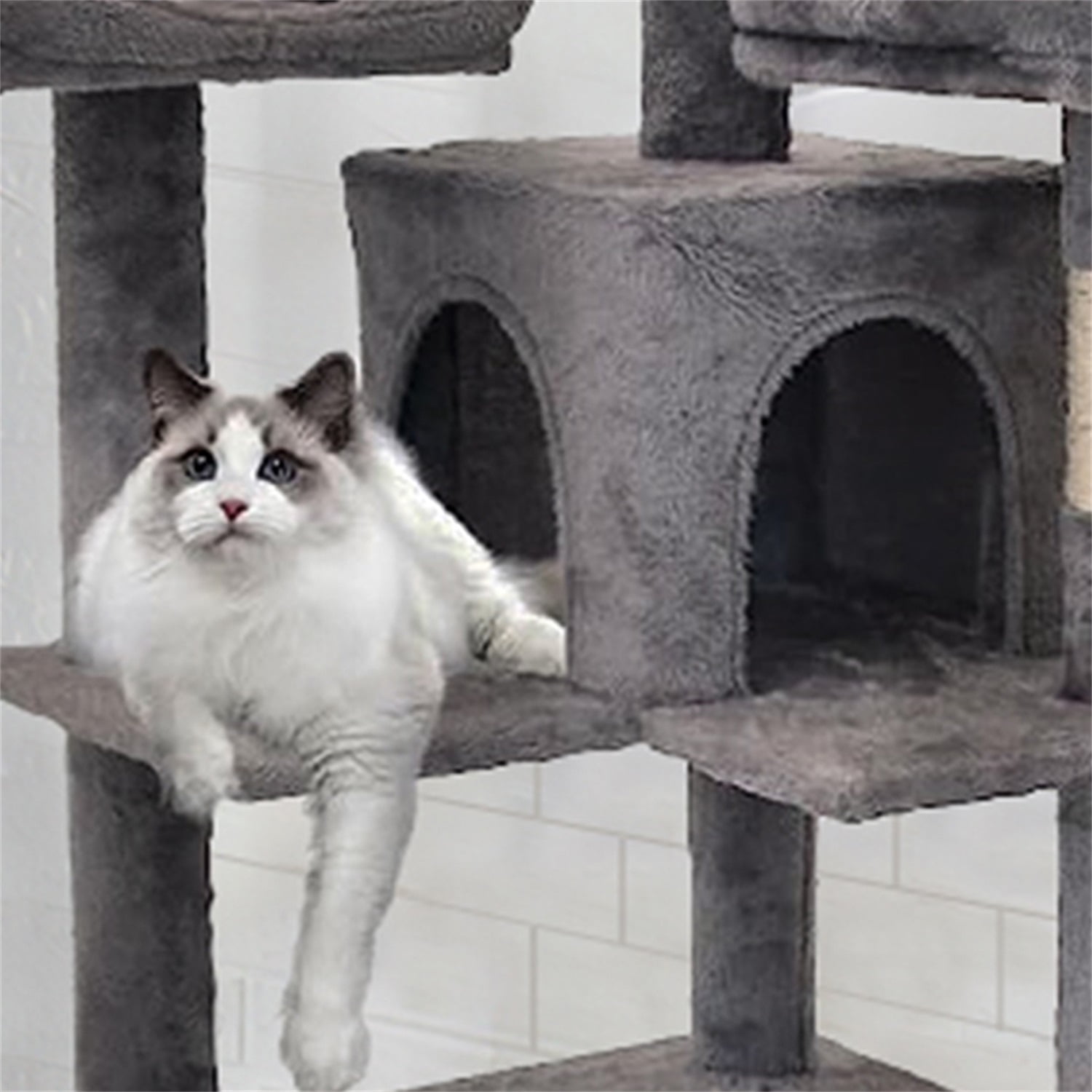 Pefilos 68 Inches Cat Trees Towers with Scratching Posts Condos Hammock Resting Perch, Indoor Play House for Large Cats Kitty Kitten, Gray Pefilos 68 Inches Cat Trees Towers with Scratching Posts Condos Hammock Resting Perch, Indoor Play House for Large Cats Kitty Kitten, Gray