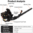 thumbnail image 6 of Floseru Gas Powered Backpack Leaf Blower – 52CC 2 Stroke Engine, 550 CFM & 200 MPH for Heavy Duty Commercial Lawn Care, Wet Leaf & Debris Removal, 6 of 10