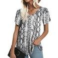 thumbnail image 2 of USSUMA Womens Summer Tops and Blouses Trendy Womens Summer Tops V Neck T Shirts Summer Short Sleeve Casual Tees Shirts Summer Tops Loose Casual Tee T-shirt Blouse Female, 2 of 7