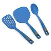 Tasty Nylon Gadget Set, Slotted Turner, Spoon and Jumbo Turner, Safe for Non-Stick Cookware, Royal Blue