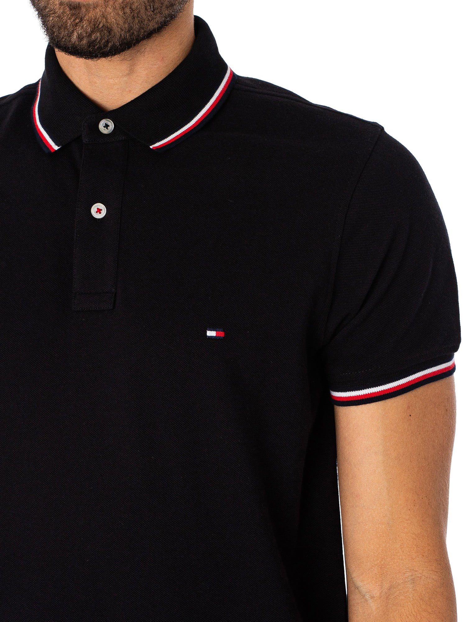 Tommy Hilfiger Core Tipped Slim Polo Shirt, Black