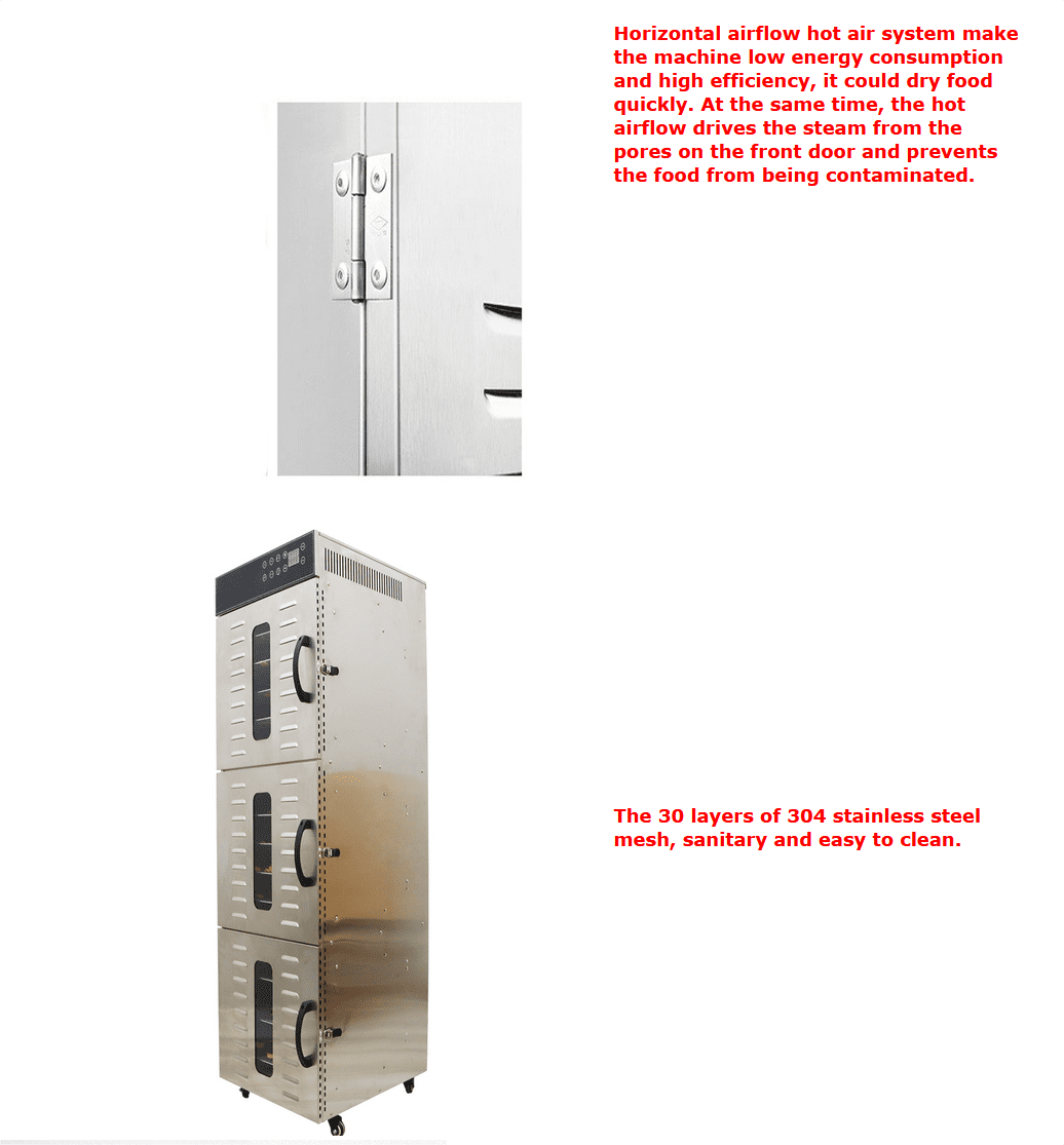 30 Layers Commercial Food Dehydrator Dryer Fruit Vegetable Meat Pet Food Dry Machine with Touch Digital Temperature Control