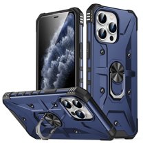 ELEHOLD for iPhone 11 Pro Armor Case, Military Grade Hard PC Magnetic Built-in Car Mount 360° Rotatable Metal Ring Holder Kickstand Shockproof Multi-Functional Rugged Case, Darkblue
