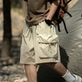 thumbnail image 2 of CAIVO Men's Cargo Shorts Casual Elastic Waist Relaxed Fit Knee Length Pure Color Lightweight Hiking Workwear Father's Day Outdoor Bottoms With Pockets, 2 of 9