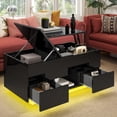 thumbnail image 3 of ModFusion Modern LED Coffee Table with Lift Top, Power Outlets & Storage for Living Room, Black, 3 of 8