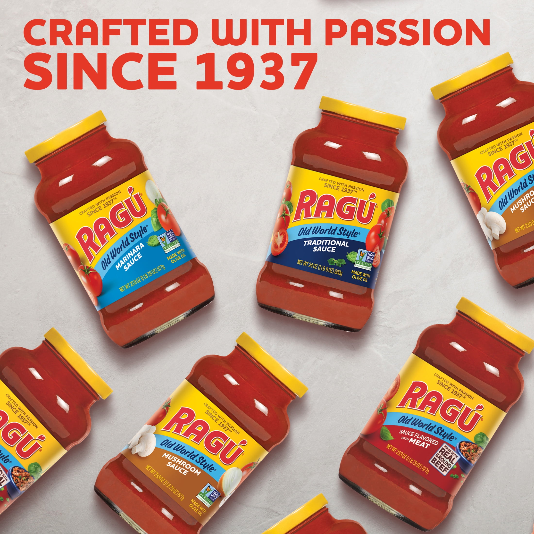 (12 pack) RAGU Old World Style Pasta Sauce, Flavored with Meat, 24 oz