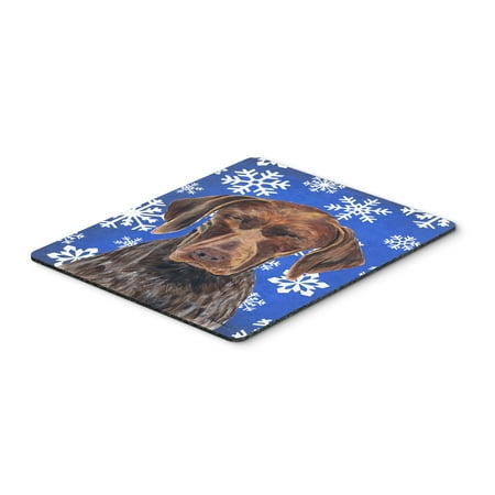 German Shorthaired Pointer Winter Snowflakes Mouse Pad, Hot Pad or Trivet