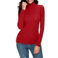 Women Fashion Solid Long Sleeve Turtleneck Blouse Tops Slim Fit