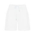 thumbnail image 4 of White Gym Shorts Women's Summer Large Size Solid Color Casual Shorts with Elastic Band Pockets, 4 of 5