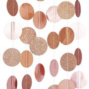 LE PETIT PAIN Rose Gold Glitter Circle Polka Dots Paper Garland Banner 10 FT Banner