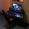 thumbnail image 3 of Gymax Gaming Desk All-In-One Professional Gamer Desk Cup Headphone Holder Power Strip, 3 of 7