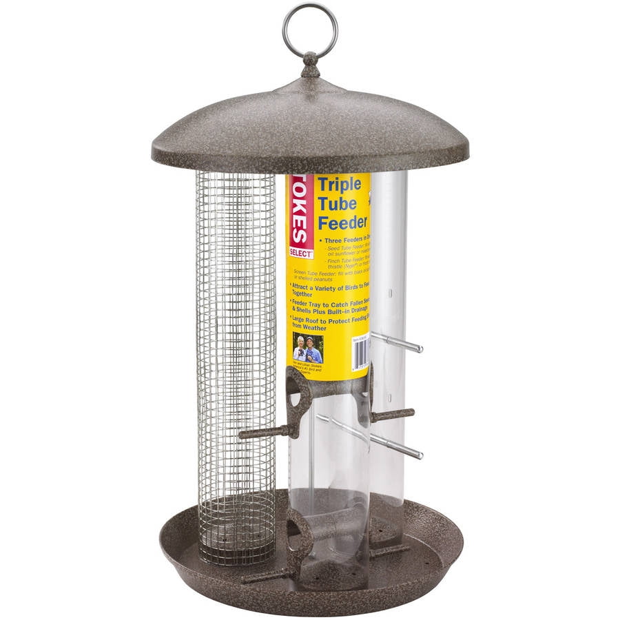 Stokes Select Triple Tube Bird Feeder with 8 Perches, Brushed Copper, 1