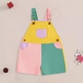 thumbnail image 2 of WUANDIXFA Toddler Boy Girl Romper Overall Shorts Contrast Color Suspender Romper Adjustble Shoulder Strap Baby Clothes (Red, 2-3 Years), 2 of 4