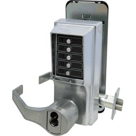 Kaba Access LL1041S-26D-41 L1000 Series Mechanical Pushbutton Cylindrical Lever Lock, Satin Chrome