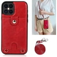 thumbnail image 3 of Necklace Crossbody Case for iPhone 12 Pro Max,PU Leather Wallet Lanyard Case Cover with Card Holder Adjustable Detachable Anti-Lost Neck Strap Case for iPhone 12 Pro Max,6.7",Red, 3 of 17