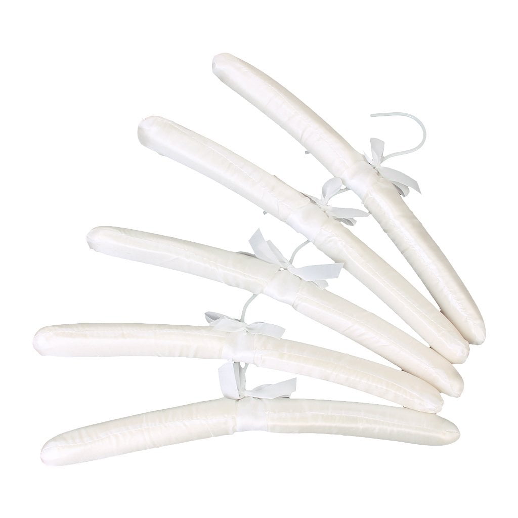 5 X White Satin Padded Clothes Hook Hanger - Walmart.com
