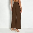 thumbnail image 6 of Women's Pleated Dress Trousers High Waist Loose Wide Leg Cropped Trousers with Pockets Busines Casual Commute Pants for Daily Work Wear Brown, 6 of 9