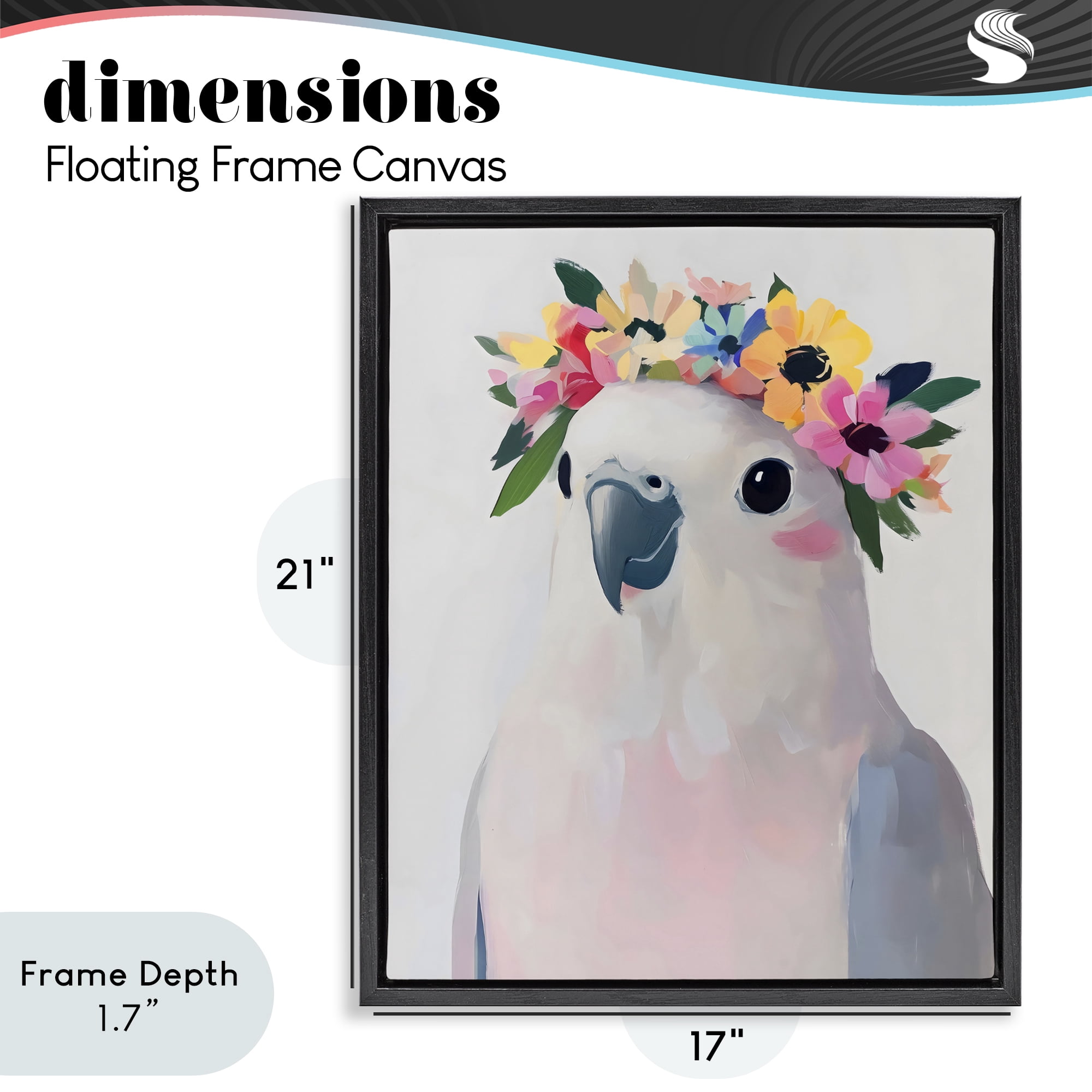 Stupell Industries Flower Crown Dove Black Framed Floater Canvas Wall Art, design by The Prints Vibe