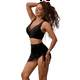thumbnail image 3 of Conjunto de Bikini de Cintura Alta con Falda de Baño para Mujer, Color Negro, Talla XL, 3 of 6