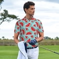 thumbnail image 3 of Sikiie Watermelon Print Men's Short-sleeved POLO Shirts, Button-down Shirts and T-shirts are Suitable for Vacation, Leisure and Business-3X-Large, 3 of 6