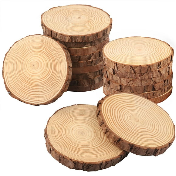 Rebanadas de madera de pino natural GNIEMCKIN, 14-16 cm, manualidades, 18 unidades