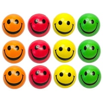 Smiley Face Stress Ball (12 Pack) (2.5 Inch) Soft Foam Red, Orange, Green, Yellow Balls Great for Prizes and Giveaways