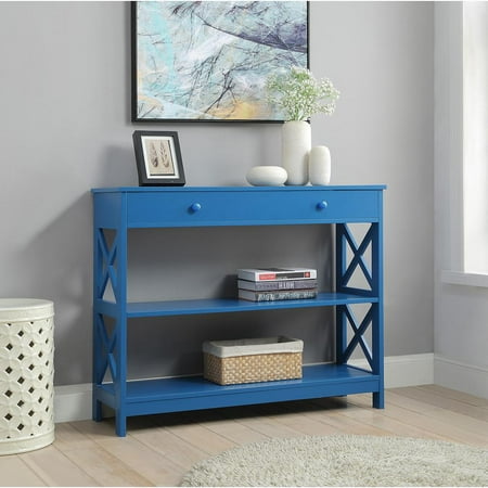 Convenience Concepts Oxford 1 Drawer Console Table with Shelves, Blue