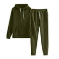 thumbnail image 2 of RPVATI Women Sweat Suits 2 Piece Set Casual Lounge Long Sleeve Hooded Sweatshirt Wide Leg Baggy Sweatpants Fall Winter Jogger Track Suits 2025 Army Green L, 2 of 7