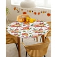 thumbnail image 4 of Round Fitted Tablecloths Autumn Watercolor Pumpkin Waterproof Table Cover for Kitchen Dining Party Decor Seamless Fall Botanical,55"-60", 4 of 6