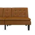 Mainstays Memory Foam Futon with Cupholder and USB, Camel Faux Leather