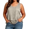 thumbnail image 2 of Qulqfy Sleeveless Tank Tops for Women Plus Size Flowy Solid Scoop Neck Knit Beach Casual Summer Beige Dressy Graphic Shirts 3XL, 2 of 6