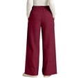 thumbnail image 6 of Summer Linen Pants for Women Wide Leg Beach Pant Elastic Waist Lightweight Casual Flowy Lounge Trousers with Pocket, XL, 6 of 7