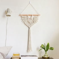 Halloween Bat Macrame Wall Hanging Geometric Art Decor Handmade Woven Gothic Ornament for Bedroom Beige