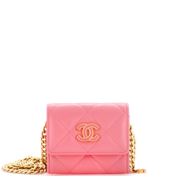 Pre-Owned Pending CC Card Holder on Chain Quilted Lambskin By Rebag