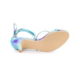 thumbnail image 5 of BLISSFUL STEP Women's Shoes Tie-Dye Strappy Lace-Up Open Toe Kitten Heels Sandals  Cyan 7, 5 of 7