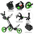 thumbnail image 4 of Topcobe Folding 3 Wheels Golf Push Cart with Brake Scoreboard Adjustable Handle, Foldable Lightweight Pushcart, Easy to Open & Close, Green, 4 of 8