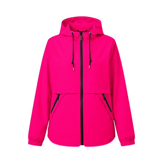 Windbreaker Jacket Women Spring Fall Long Sleeve Casual Windproof Waterproof Zip Up Hooded Hiking Jackets with Pockets